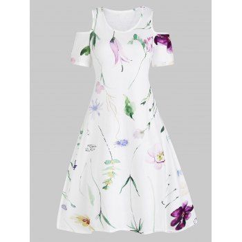 Plus Size Vacation Casual High Low Midi Dress Leaf Floral Print Sleeveless Summer Dress, White
Plus Size Vacation Casual High Low Midi Dress Leaf Floral Print Sleeveless Summer Dress, White
