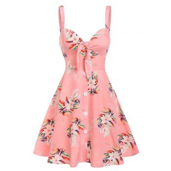 Vacation Allover Sunflower Print Sundress Mock Button Belted Sleeveless Mini Dress, Light pink
Vacation Allover Sunflower Print Sundress Mock Button Belted Sleeveless Mini Dress, Light pink