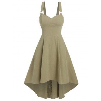High Low Midi Dress Corset Style Pure Color Side Hiden Pocket A Line Dress, Green
High Low Midi Dress Corset Style Pure Color Side Hiden Pocket A Line Dress, Green