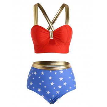 Vacation Star Print Bikini Swimsuit Cut Out Crisscross Ringer High Waist Bottom Tummy Control Swimwear, Red
Vacation Star Print Bikini Swimsuit Cut Out Crisscross Ringer High Waist Bottom Tummy Control Swimwear, Red