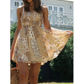 Bohemian Mini Sundress Floral Print Ruched Ruffle Bowknot High Waist Sleeveless A Line Cottagecore Dress, Multicolor
Bohemian Mini Sundress Floral Print Ruched Ruffle Bowknot High Waist Sleeveless A Line Cottagecore Dress, Multicolor