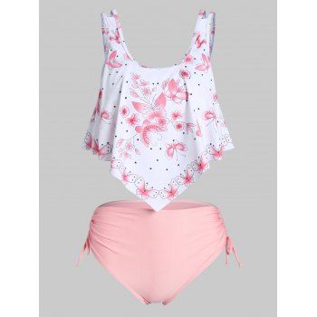 Flower Butterfly Print Swimsuit Summer Vacation Two Piece Tankini Swimwear Flounce Cinched Tie Bathing Suit, Light pink
Flower Butterfly Print Swimsuit Summer Vacation Two Piece Tankini Swimwear Flounce Cinched Tie Bathing Suit, Light pink