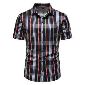Vintage Button Up Shirt Plaid Print Short Sleeve Turn Down Collar Summer Casual Shirt, Black
Vintage Button Up Shirt Plaid Print Short Sleeve Turn Down Collar Summer Casual Shirt, Black