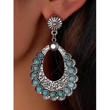 Bohemian Drop Earrings Geometric Pattern Faux Turquoise Vintage Vacation Earrings, Silver
Bohemian Drop Earrings Geometric Pattern Faux Turquoise Vintage Vacation Earrings, Silver