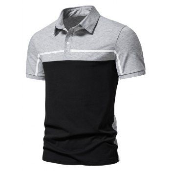 Summer Casual T Shirt Contrast Colorblock Half Button Short Sleeve Turn Down Collar Tee, Light gray
Summer Casual T Shirt Contrast Colorblock Half Button Short Sleeve Turn Down Collar Tee, Light gray