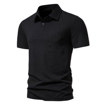 Solid Color T Shirt Number Letter Embroidered Half Button Turn Down Collar Short Sleeve Summer Casual Tee, Black
Solid Color T Shirt Number Letter Embroidered Half Button Turn Down Collar Short Sleeve Summer Casual Tee, Black