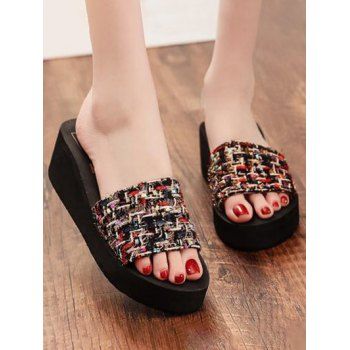 Bohemian Style Colored Pattern Wedge Heel Outdoor Summer Beach Trendy Slippers, Black
Bohemian Style Colored Pattern Wedge Heel Outdoor Summer Beach Trendy Slippers, Black