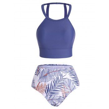 Tummy Control Tankini Swimsuit Leaf Print Cut Out High Waist Bottom Padded Summer Beach Swimwear, Deep blue
Tummy Control Tankini Swimsuit Leaf Print Cut Out High Waist Bottom Padded Summer Beach Swimwear, Deep blue