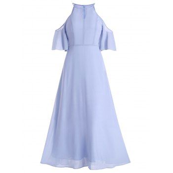 Party Maxi Dress Cold Shoulder Solid Color Cut Out High Waist Flutter Sleeve Mesh Overlay A Line Dress, Light blue
Party Maxi Dress Cold Shoulder Solid Color Cut Out High Waist Flutter Sleeve Mesh Overlay A Line Dress, Light blue