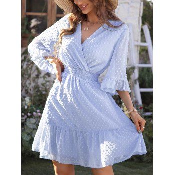 Garden Party Dress Swiss Dots Casual Vacation Dress Solid Color V Neck Flutter Sleeve A Line Mini Summer Dress, Light blue
Garden Party Dress Swiss Dots Casual Vacation Dress Solid Color V Neck Flutter Sleeve A Line Mini Summer Dress, Light blue