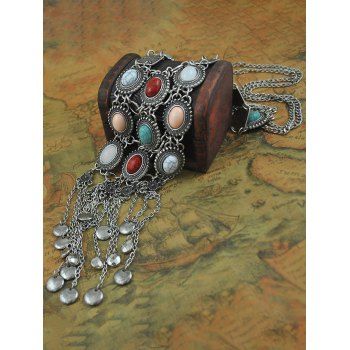 Bohemian Necklace Tassel Colored Faux Turquoise Geometric Charms Vintage Long Necklace, Silver
Bohemian Necklace Tassel Colored Faux Turquoise Geometric Charms Vintage Long Necklace, Silver