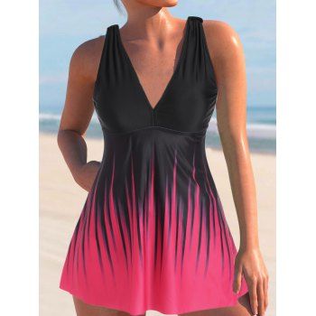 Modest Swimsuit Ombre Plunging Neck Strap Padded Beach Tankini Swimwear, Red 
Modest Swimsuit Ombre Plunging Neck Strap Padded Beach Tankini Swimwear, Red