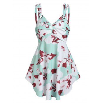 Flower Print Long Tank Top Ruched Bust Summer Tank Top Asymmetrical Hem O Ring Double Straps Top, Multicolor
Flower Print Long Tank Top Ruched Bust Summer Tank Top Asymmetrical Hem O Ring Double Straps Top, Multicolor
