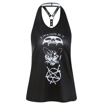 Gothic Tank Top Letter Skull Animal Graphic Print Tank Top O Ring Summer Top, Black
Gothic Tank Top Letter Skull Animal Graphic Print Tank Top O Ring Summer Top, Black