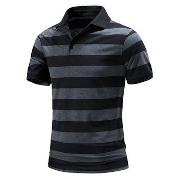 Casual T Shirt Striped Print Colorblock Turn Down Collar Short Sleeve Half Button Summer Tee, Dark gray
Casual T Shirt Striped Print Colorblock Turn Down Collar Short Sleeve Half Button Summer Tee, Dark gray