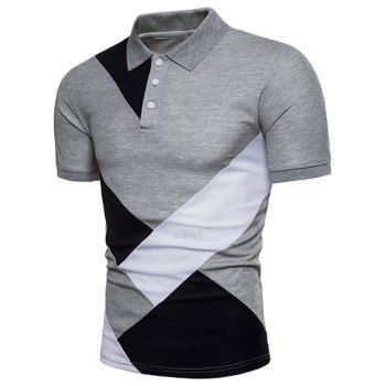 Casual T Shirt Contrast Colorblock Half Button Turn Down Collar Short Sleeve Summer Tee, Light gray
Casual T Shirt Contrast Colorblock Half Button Turn Down Collar Short Sleeve Summer Tee, Light gray