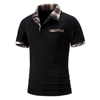 Vintage T Shirt Plaid Print Insert Front Pocket Half Button Short Sleeve Turn Down Collar Summer Casual Tee, Black
Vintage T Shirt Plaid Print Insert Front Pocket Half Button Short Sleeve Turn Down Collar Summer Casual Tee, Black