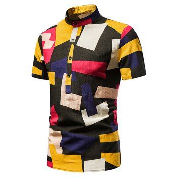 Casual Shirt Geometric Striped Plaid Leaf Floral Print Stand Collar Short Sleeve Summer Shirt, Yellow
Casual Shirt Geometric Striped Plaid Leaf Floral Print Stand Collar Short Sleeve Summer Shirt, Yellow