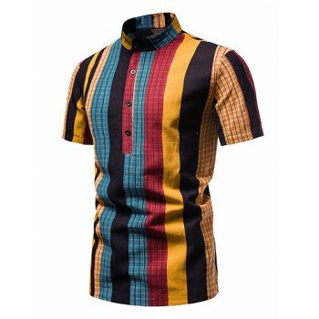 Casual Shirt Geometric Striped Plaid Leaf Floral Print Stand Collar Short Sleeve Summer Shirt, Blue
Casual Shirt Geometric Striped Plaid Leaf Floral Print Stand Collar Short Sleeve Summer Shirt, Blue
