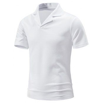 Casual T Shirt Solid Color Notched Neck Short Sleeve Minimalist Summer Tee, White
Casual T Shirt Solid Color Notched Neck Short Sleeve Minimalist Summer Tee, White