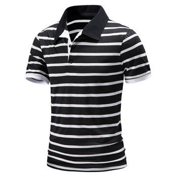 Summer T Shirt Striped Print Half Button Short Sleeve Turn Down Collar Casual Tee, Black
Summer T Shirt Striped Print Half Button Short Sleeve Turn Down Collar Casual Tee, Black