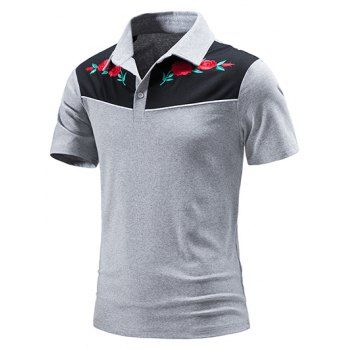Colorblock T Shirt Embroidery Leaf Rose Pattern Half Button Short Sleeve Turn Down Collar Summer Casual Tee, Light gray
Colorblock T Shirt Embroidery Leaf Rose Pattern Half Button Short Sleeve Turn Down Collar Summer Casual Tee, Light gray