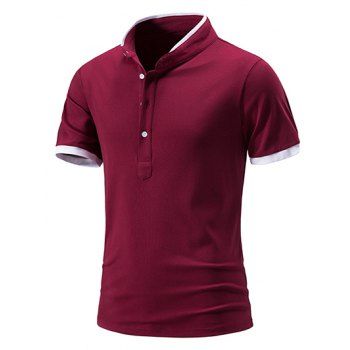 Casual T Shirt Colorblock Half Button Stand Collar Short Sleeve Summer Tee, Red wine
Casual T Shirt Colorblock Half Button Stand Collar Short Sleeve Summer Tee, Red wine
