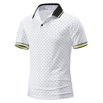 Summer T Shirt Polka Dot Print Colorblock Half Button Short Sleeve Turn Down Collar Casual Tee, White
Summer T Shirt Polka Dot Print Colorblock Half Button Short Sleeve Turn Down Collar Casual Tee, White