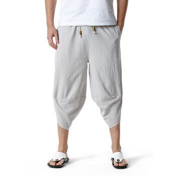 Harem Pants Solid Color Beaded Drawstring Loose Linen Cropped Pants, Light gray
Harem Pants Solid Color Beaded Drawstring Loose Linen Cropped Pants, Light gray