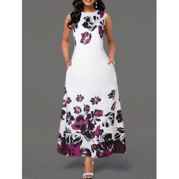 Casual Dress Floral Print Dress High Waist Sleeveless A Line Maxi Summer Vacation Dress, Purple
Casual Dress Floral Print Dress High Waist Sleeveless A Line Maxi Summer Vacation Dress, Purple