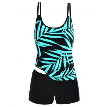 Modest Tankini Swimsuit Tropical Leaf Print Swimwear Dual Strap Padded Boyshorts Summer Beach Bathing Suit, Green
Modest Tankini Swimsuit Tropical Leaf Print Swimwear Dual Strap Padded Boyshorts Summer Beach Bathing Suit, Green