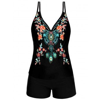 Bohemian Tankini Swimsuit Flower Print Modest Swimwear Padded Dual Strap Padded Boyshorts Summer Beach Bathing Suit, Black
Bohemian Tankini Swimsuit Flower Print Modest Swimwear Padded Dual Strap Padded Boyshorts Summer Beach Bathing Suit, Black