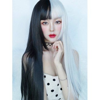 Halloween Two Tone Wig Full Bang Long Straight Wig Heat Resistant Synthetic Cosplay Wig, Multicolor b
Halloween Two Tone Wig Full Bang Long Straight Wig Heat Resistant Synthetic Cosplay Wig, Multicolor b