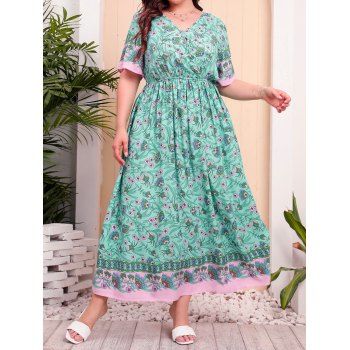 Plus Size & Curve Dress Allover Floral Print Vacation Dress Colorblock Short Sleeve V Neck Maxi Dress, Multicolor
Plus Size & Curve Dress Allover Floral Print Vacation Dress Colorblock Short Sleeve V Neck Maxi Dress, Multicolor