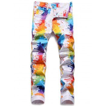 Vacation Jeans Splash Ink Painting Colorblock Zipper Fly Pockets Trendy Jeans, Multicolor
Vacation Jeans Splash Ink Painting Colorblock Zipper Fly Pockets Trendy Jeans, Multicolor