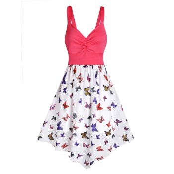 Casual Midi Dress Butterfly Flower Print Empire Waist Ruched Mesh Overlay Summer Vacation Dress, Light pink
Casual Midi Dress Butterfly Flower Print Empire Waist Ruched Mesh Overlay Summer Vacation Dress, Light pink