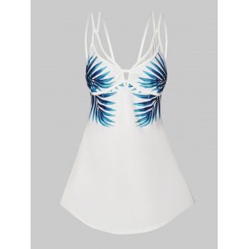 Summer Casual Tank Top Mesh Leaf Print Cut Out Curved Hem Spaghetti Strap Top, White
Summer Casual Tank Top Mesh Leaf Print Cut Out Curved Hem Spaghetti Strap Top, White