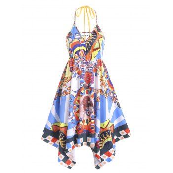 Bohemian Midi Dress Floral Print Ladder Cut Out Open Back High Waist A Line Halter Dress, Multicolor
Bohemian Midi Dress Floral Print Ladder Cut Out Open Back High Waist A Line Halter Dress, Multicolor