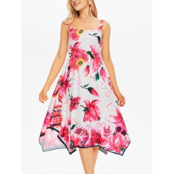 Vacation Flower A Line Midi Sundress Watercolor Print Asymmetric High Waist Dress, White
Vacation Flower A Line Midi Sundress Watercolor Print Asymmetric High Waist Dress, White