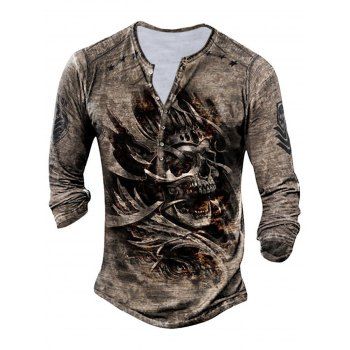 Gothic T Shirt Skull Print Half Button Round Neck Long Sleeve Spring Casual Tee, Light coffee
Gothic T Shirt Skull Print Half Button Round Neck Long Sleeve Spring Casual Tee, Light coffee