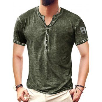 Casual T Shirt Heather Number Print Half Button Round Neck Short Sleeve Summer Tee, Green
Casual T Shirt Heather Number Print Half Button Round Neck Short Sleeve Summer Tee, Green