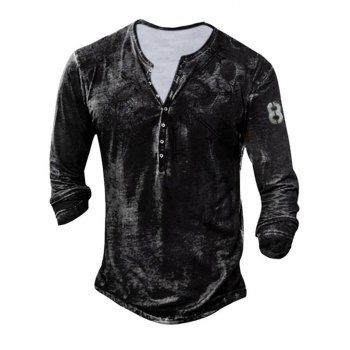 Vintage T Shirt Number Print Long Sleeve Half Button Round Neck Trendy Casual Tee, Black
Vintage T Shirt Number Print Long Sleeve Half Button Round Neck Trendy Casual Tee, Black