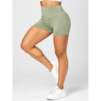 Skinny Sports Shorts Solid Color Ruched High Elastic Waist Summer Yoga Shorts, Green
Skinny Sports Shorts Solid Color Ruched High Elastic Waist Summer Yoga Shorts, Green