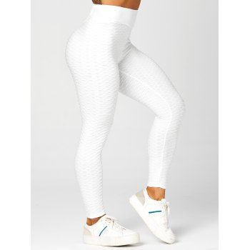 Casual Leggings Solid Color Textured High Elastic Waist Trendy Summer Sports Leggings, White
Casual Leggings Solid Color Textured High Elastic Waist Trendy Summer Sports Leggings, White