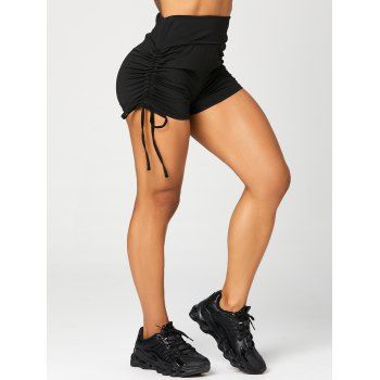 Casual Sports Shorts Solid Color Cinched Lace Up Elastic High Waist Summer Mini Yoga Shorts, White
Casual Sports Shorts Solid Color Cinched Lace Up Elastic High Waist Summer Mini Yoga Shorts, White