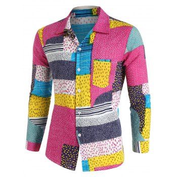 Colorblock Geometric Print Turn Down Collor Long Sleeve Casual Button-up Shirt, Purple
Colorblock Geometric Print Turn Down Collor Long Sleeve Casual Button-up Shirt, Purple
