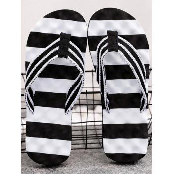 Contrast Two Tone Stripe Pattern Flip-flops Massage Bottom Non-slip Beach Sandals, White
Contrast Two Tone Stripe Pattern Flip-flops Massage Bottom Non-slip Beach Sandals, White