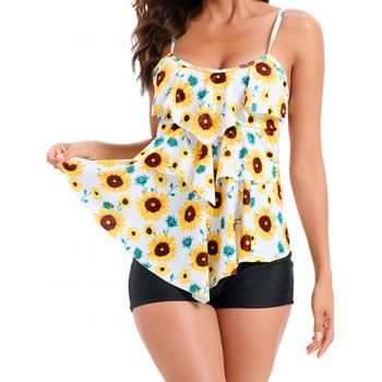 Modest Tankini Swimsuit Layered Bathing Suit Sunflower Print Boyshort Summer Vacation Swimwear, Yellow
Modest Tankini Swimsuit Layered Bathing Suit Sunflower Print Boyshort Summer Vacation Swimwear, Yellow