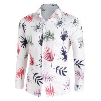 Vacation Shirt Leaf Print Shirt Long Sleeve Turn Down Collar Casual Button-up Shirt, White
Vacation Shirt Leaf Print Shirt Long Sleeve Turn Down Collar Casual Button-up Shirt, White