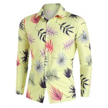 Vacation Shirt Leaf Print Shirt Long Sleeve Turn Down Collar Casual Button-up Shirt, Yellow
Vacation Shirt Leaf Print Shirt Long Sleeve Turn Down Collar Casual Button-up Shirt, Yellow